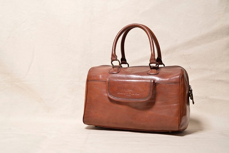 Vintage 古董包 - 手提包/手提袋 - 真皮 咖啡色