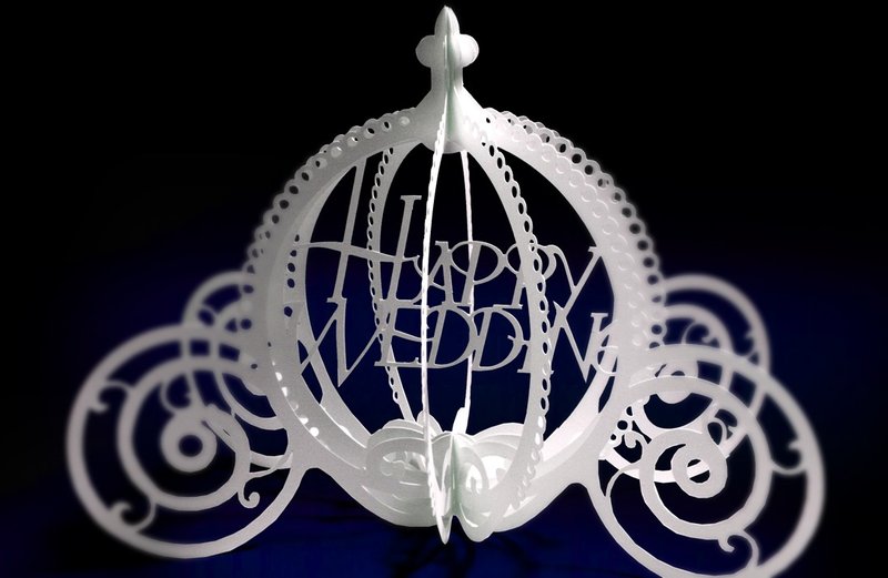 Horse-drawn carriage [semi customised] of [semi-order] wedding pop-up card pumpkin wedding pop up card -Pumpkin Coach- - 卡片/明信片 - 纸 白色