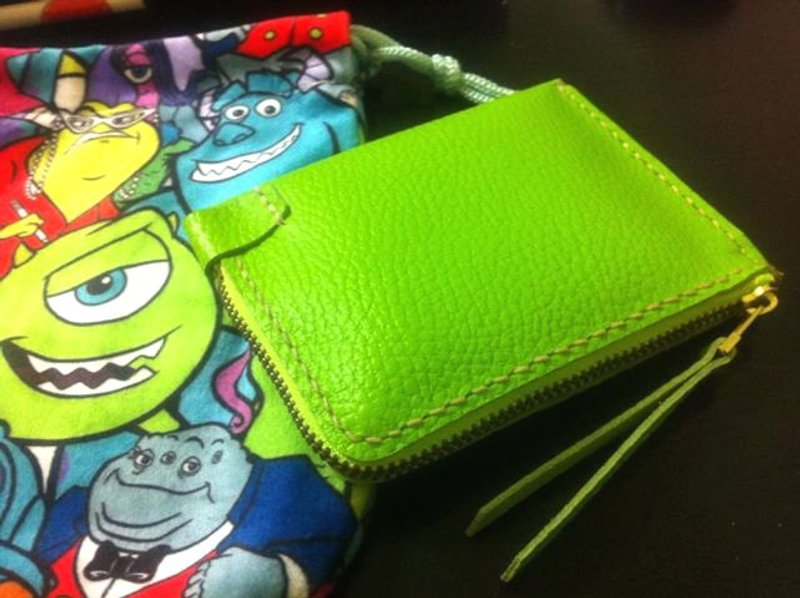 新款上市-便利钞票零钱包-萤光系列(大眼仔绿) - 皮夹/钱包 - 真皮 