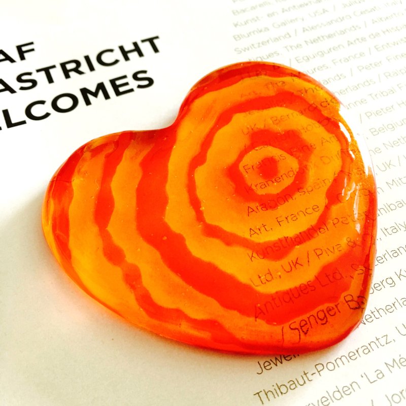 暖暖橙红│手工制作心型晶透琉璃纸镇摆设 - 其他 - 玻璃 多色