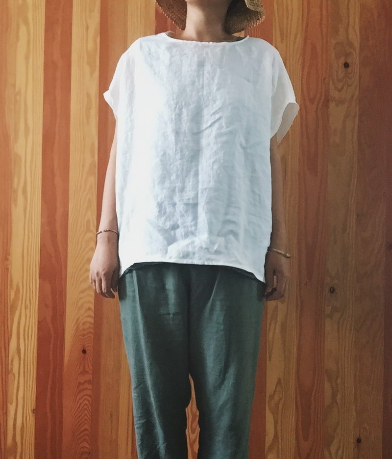 蝉来了 天然手作服 纯亚麻多色天然材质宽版上衣罩衫 - 女装上衣 - 棉．麻 多色
