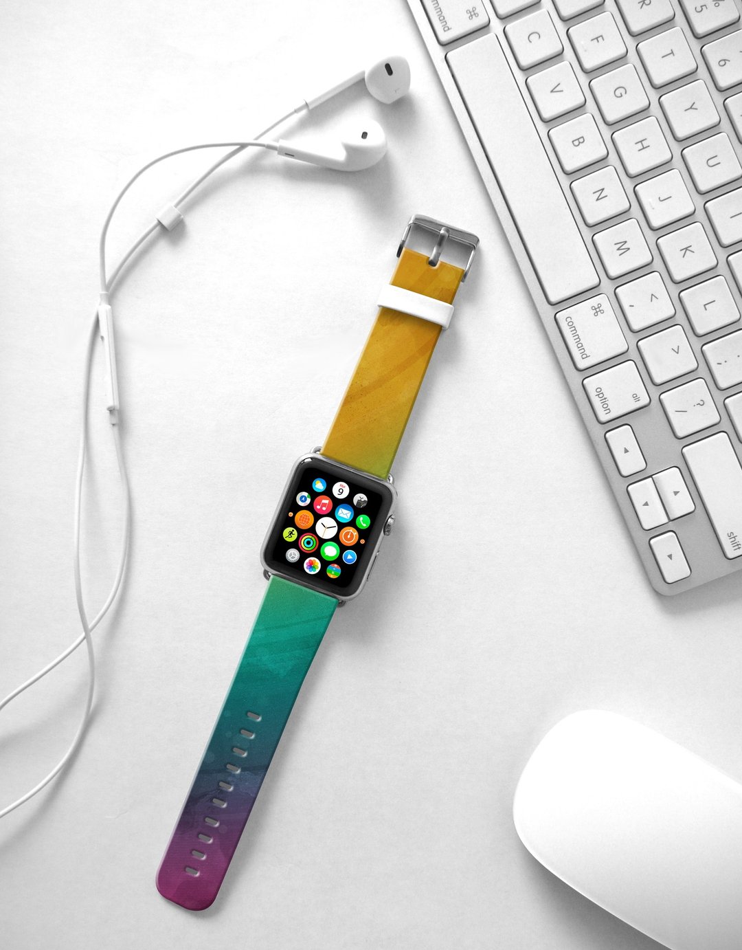 Apple Watch Series 1 , Series 2, Series 3 - Apple Watch 真皮手表带，适用于Apple Watch 及 Apple Watch Sport - Freshion 香港原创设计师品牌 - 渐变水彩图纹 05 - 表带 - 真皮 