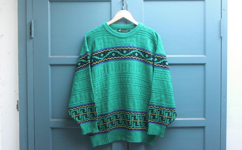 绿压纹毛衣 - 男装针织衫/毛衣 - 其他材质 绿色