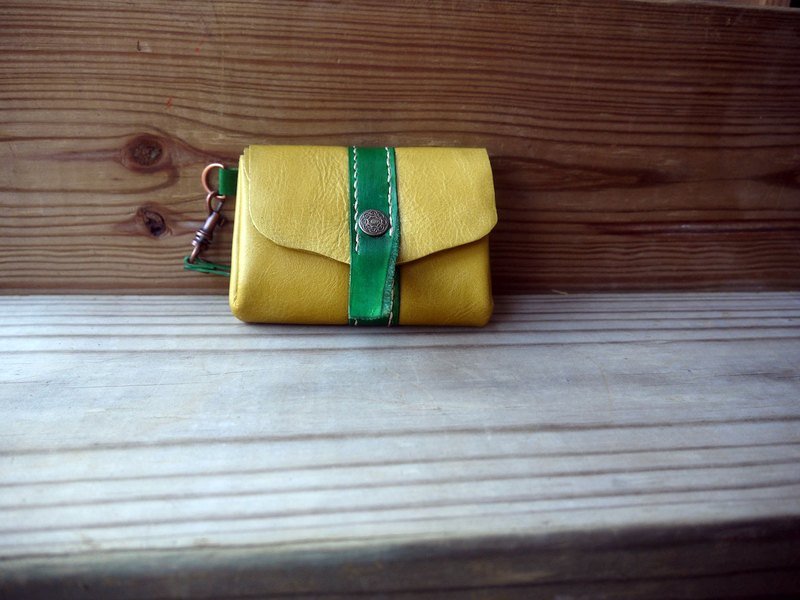 042 芥末黄与邮差绿 超大容量双色零钱 - 零钱包 - 真皮 