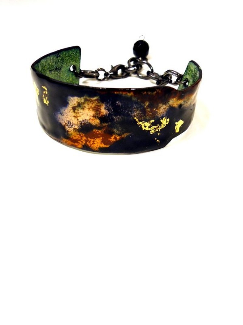 古典风珐琅手镯(古墨黑) - 手链/手环 - 其他金属 黑色