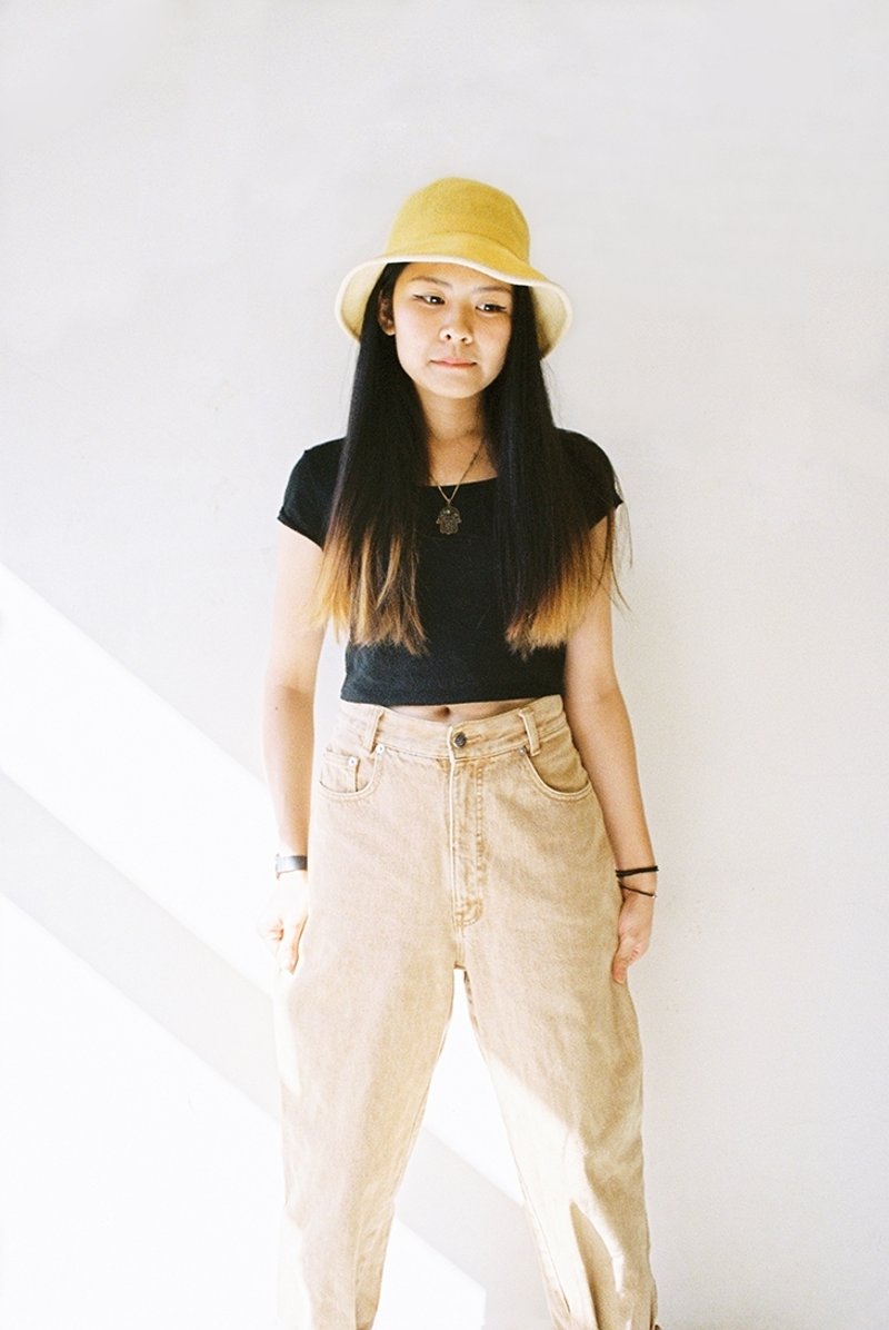 男孩风浅褐色牛仔裤 - 女装长裤 - 其他材质 咖啡色