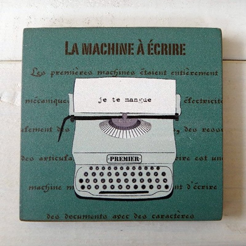 杯垫-实木-打字机-水蓝 - 杯垫 - 木头 多色