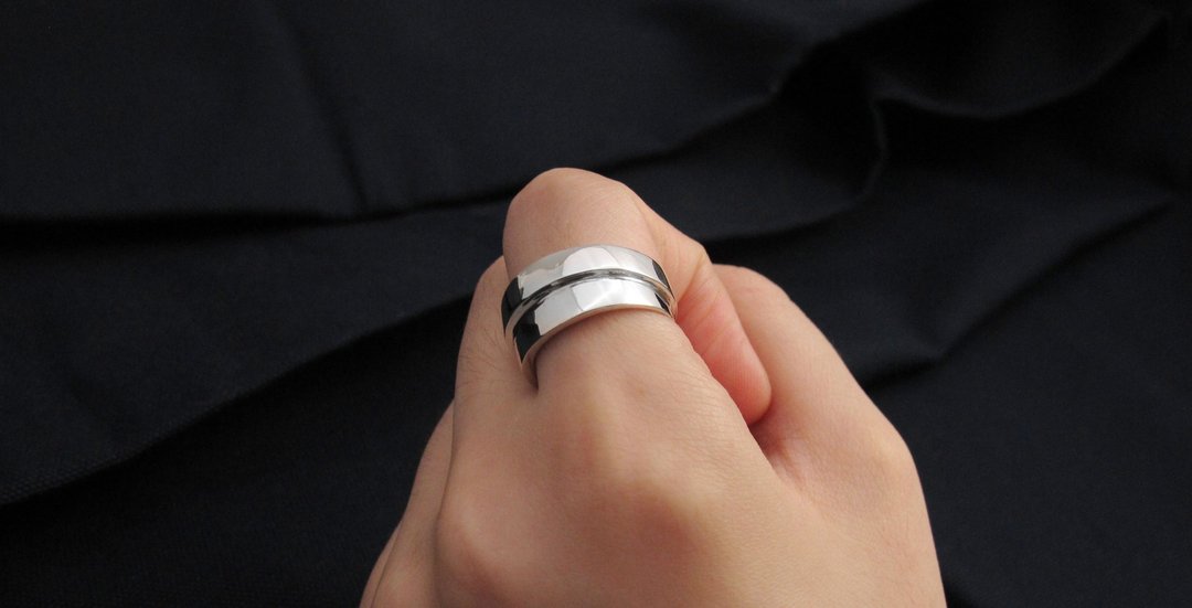 手工造型戒 T-Ring 925 纯银戒指 男生戒指 - 戒指 - 纯银 银色