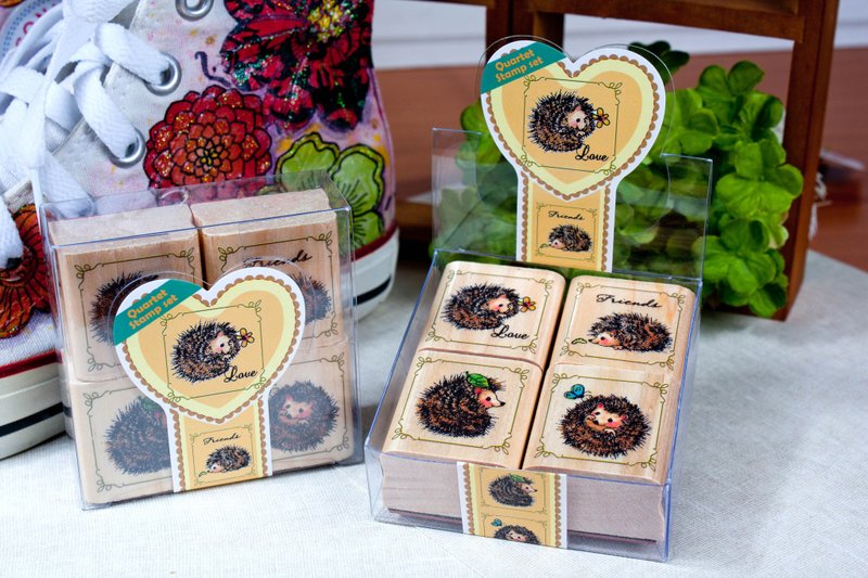 四入印章组-刺猬宝宝 - 印章/印台 - 木头 