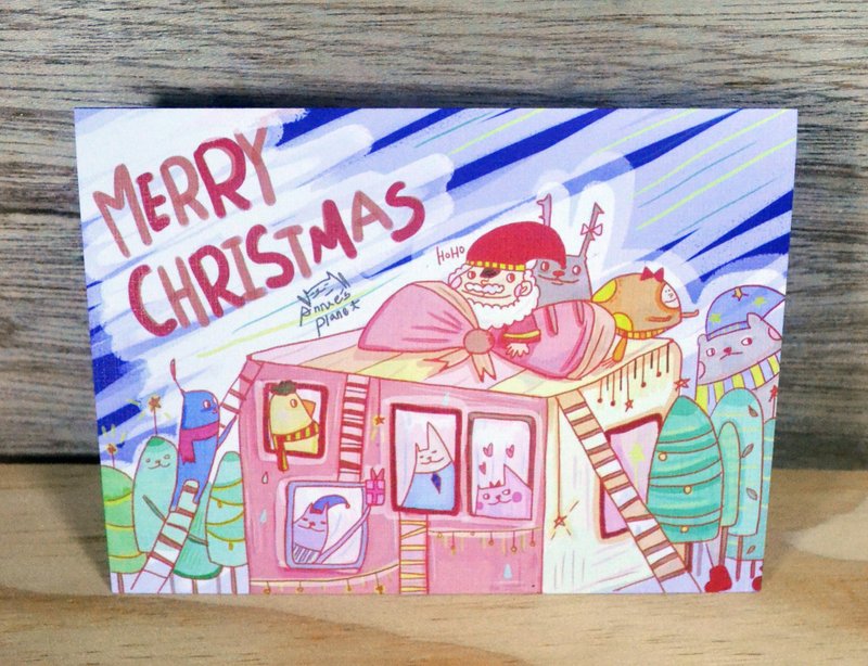 圣诞礼物城给你满满温暖圣诞卡片 - 卡片/明信片 - 纸 蓝色