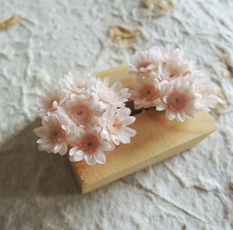 微甜·圈 手作 花耳环 季节限定 日本不凋花 浅粉色 繁星花 小星花 干燥花 耳环 耳针 夹式 婚礼 道具 - 耳环/耳夹 - 植物．花 粉红色