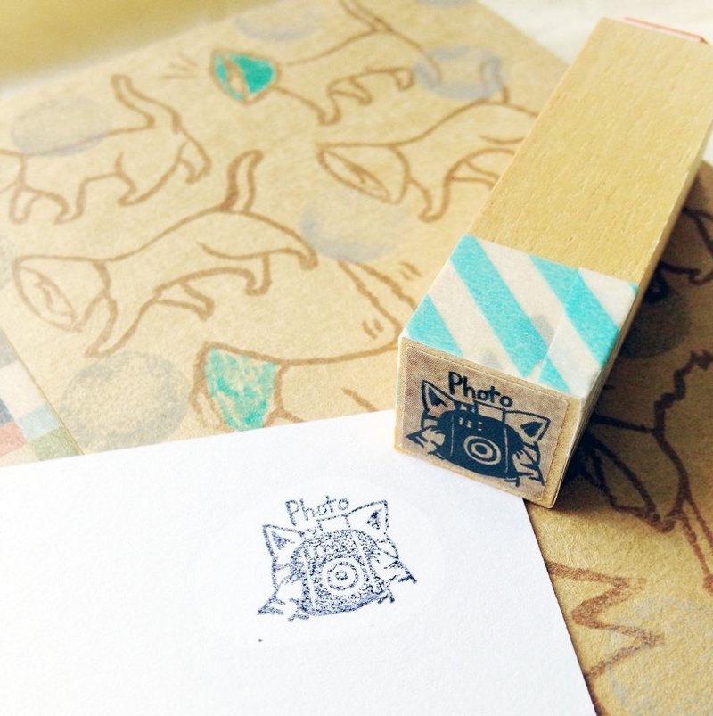 印章-相机猫手帐章 - 印章/印台 - 木头 卡其色