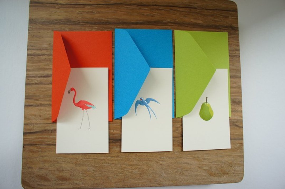 MINI CARD-colorful万用卡 (附小封筒) ---青色梨  /蓝燕/ 丹顶鹤(完售) - 卡片/明信片 - 纸 多色