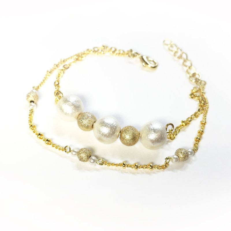 棉花珍珠手链 - 手链/手环 - 其他材质 金色