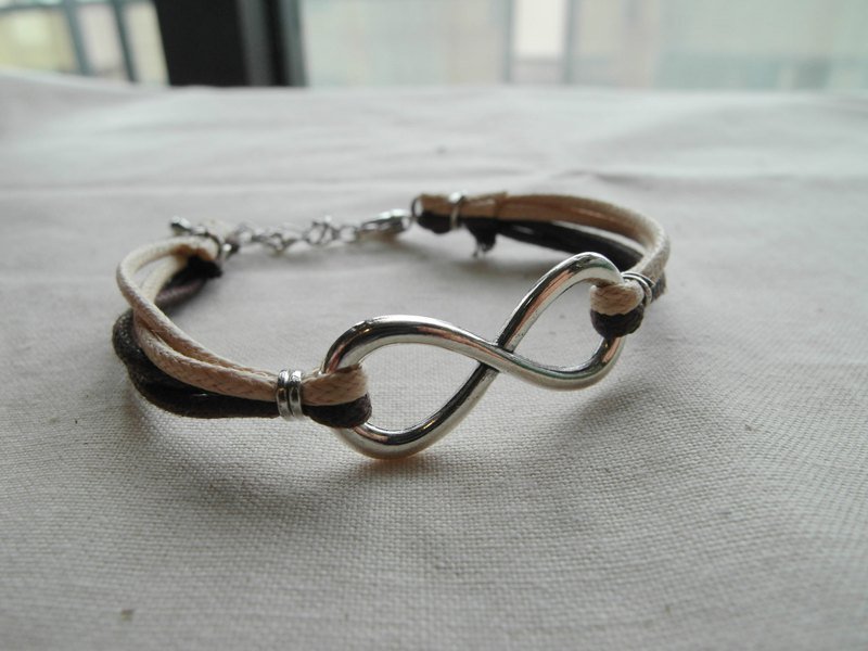 ~米+熊~ 爱无限 无限爱 8字 蜡绳编织 手链  (银 ) - 手链/手环 - 其他金属 多色