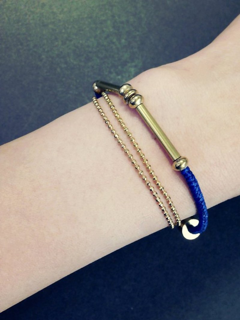 ◆◆Sugar Nok◆◆ 蓝色狂想  Mix系列。蜡线黄铜手链 - 手链/手环 - 其他金属 蓝色