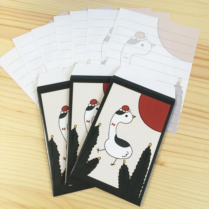 Mini letter set (playing cards / pine) - 便条纸/标签贴 - 纸 黑色