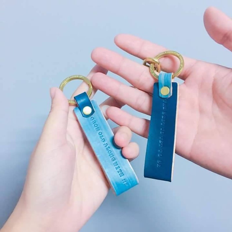 key环圈圈  皮革钥匙圈 一对 婚礼小物【免费定制刻字1-7个字】 - 钥匙链/钥匙包 - 真皮 