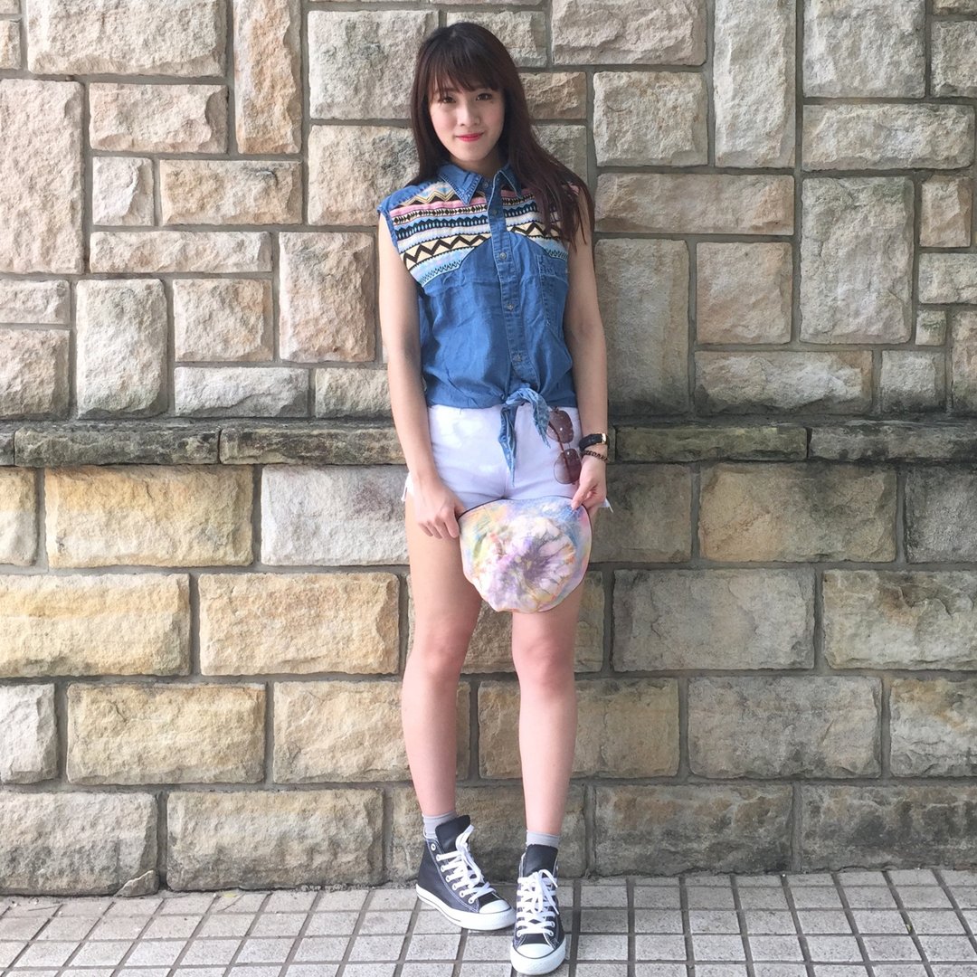 古着背心_/ 多彩曲线 / 牛仔 / 背心 / 改制 / 拼接 / 绑腰 - 女装背心 - 其他材质 多色