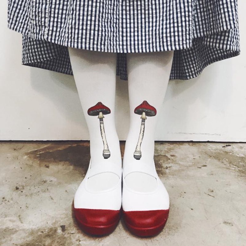 长 蘑菇 白丝袜 - 袜子 - 棉．麻 白色