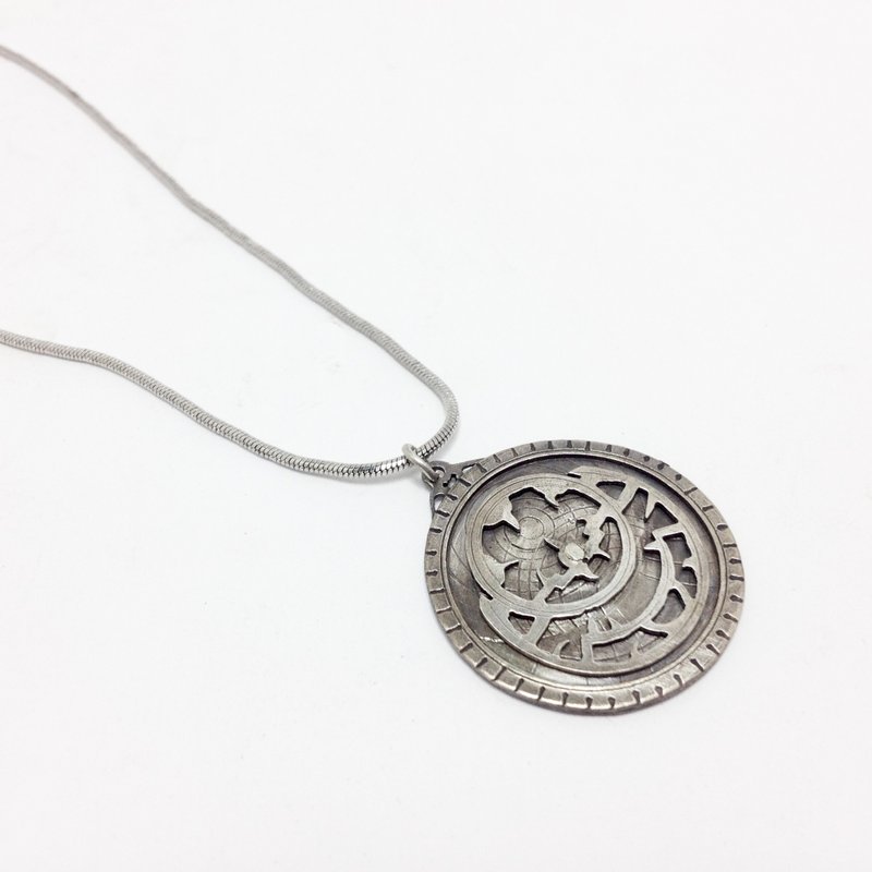 希伯来・希伯来星盘纯银坠饰・古董银 | Hebrew - 项链 - 其他金属 灰色