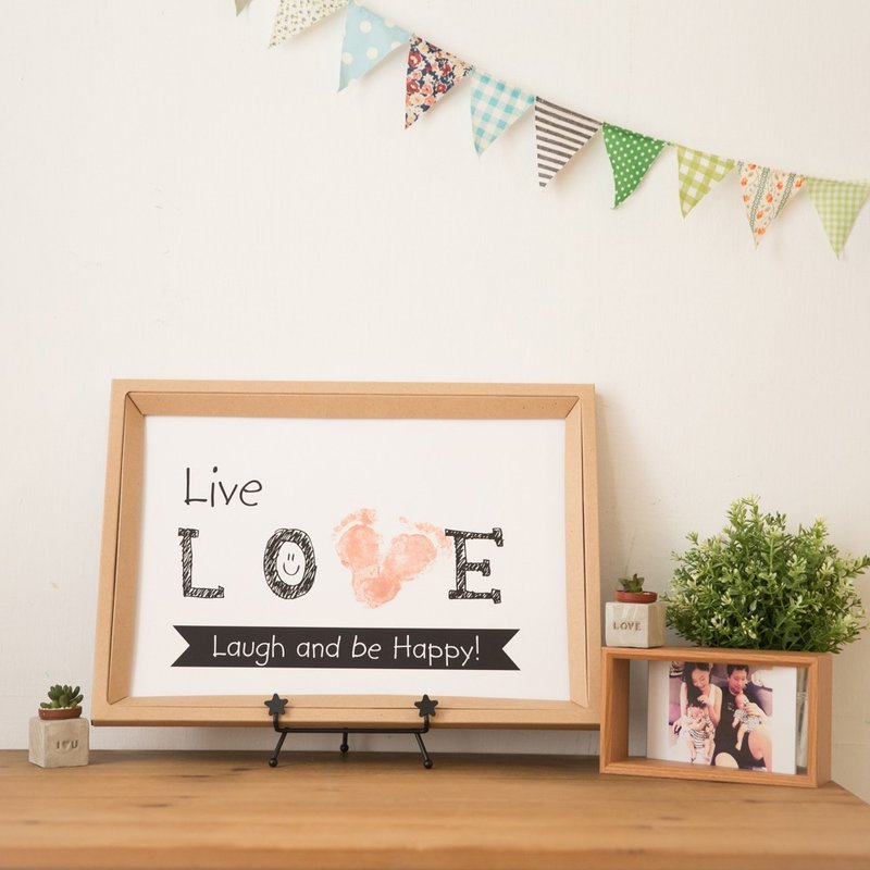 【小手画 / 小脚画 婴幼儿成长纪念框】Love in live <内附双色颜料> - 其他 - 纸 粉红色