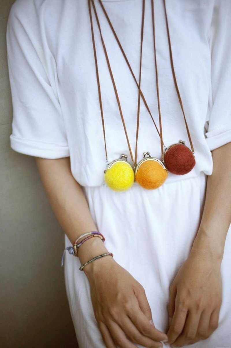 tiger milk 羊毛毡 小巧口金零钱包-黄色系 - 零钱包 - 羊毛 