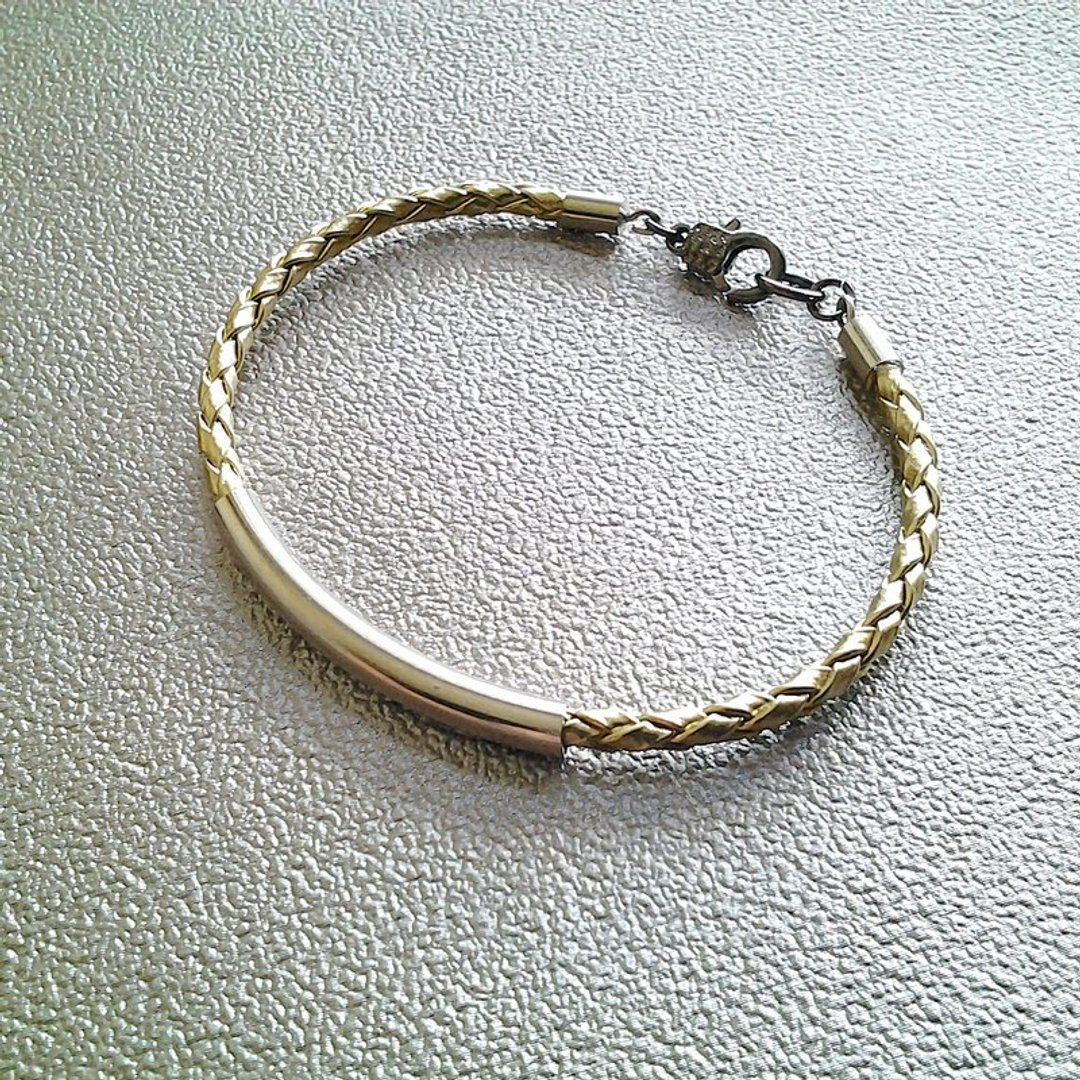 EarringFanatic金属弯管金色辨子皮中性手链 - 手链/手环 - 真皮 金色