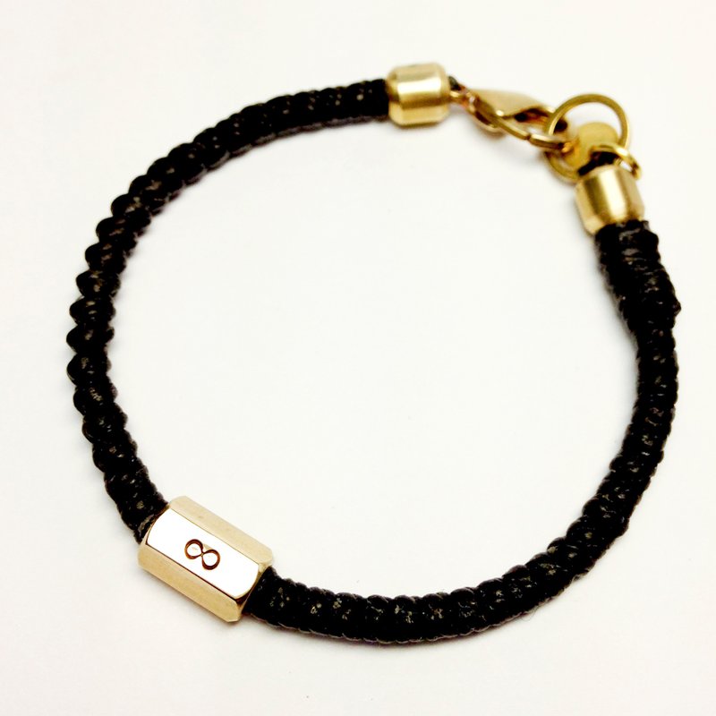 小无限。六角铜柱(加粗款) 定制化手敲字母系列  蜡线黄铜手链 - 手链/手环 - 铜/黄铜 黑色