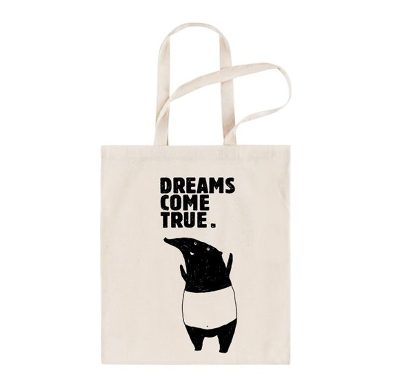 好事多貘／棉质大大提背袋 - 手提包/手提袋 - 棉．麻 白色