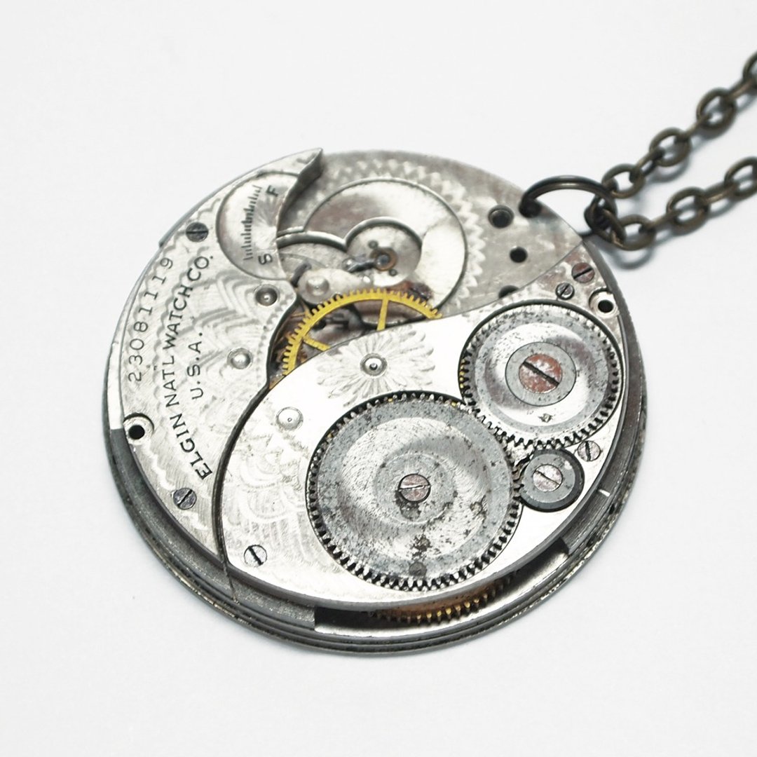 Steampunk蒸汽庞克风格 怀表 Full moon - 项链 - 其他金属 灰色