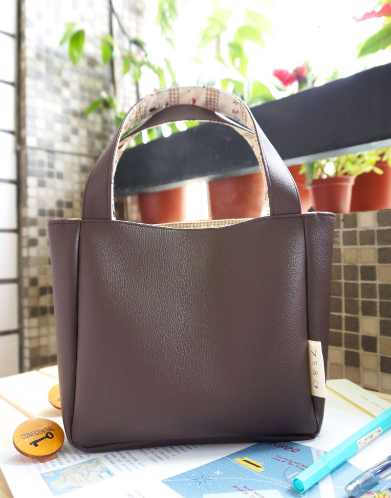 优雅深棕 皮革双面午休袋 - 手提包/手提袋 - 真皮 咖啡色