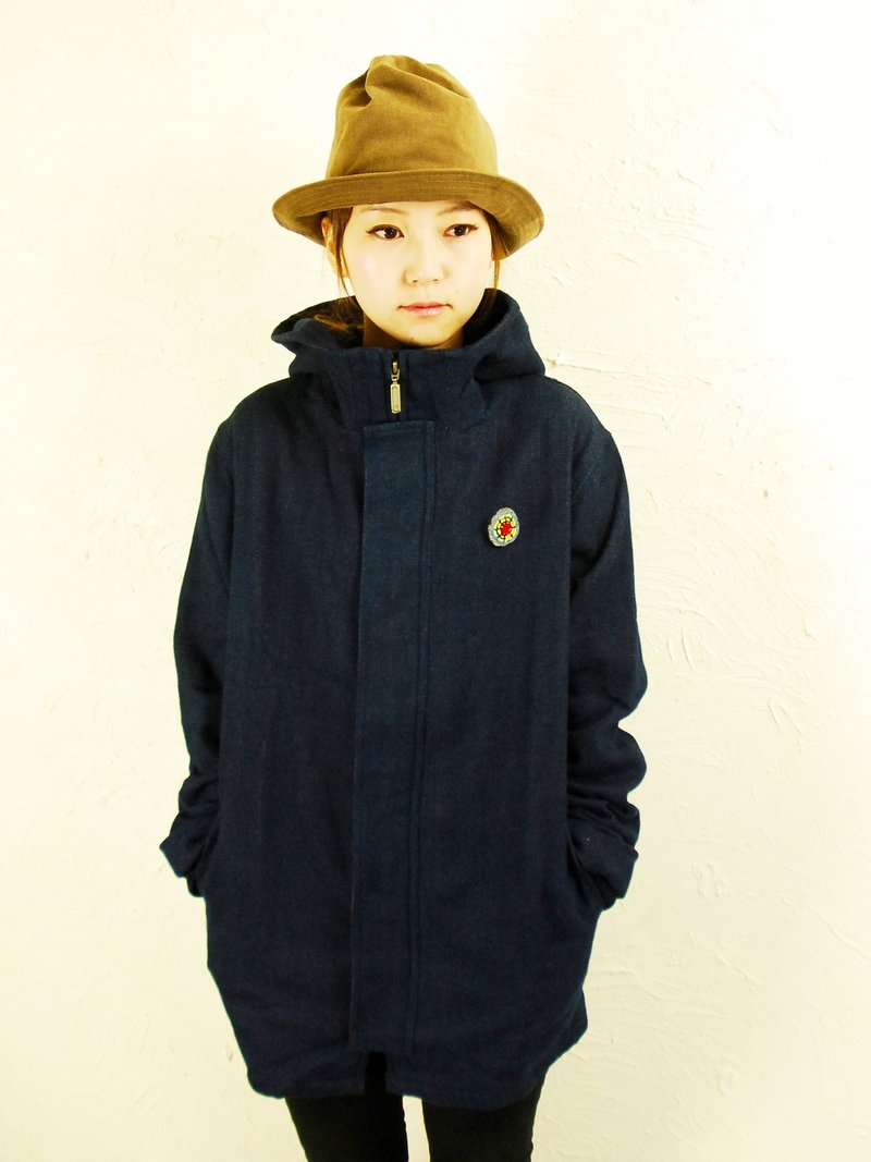 Hoody JK/ stripe navy denim - 女装休闲/机能外套 - 棉．麻 