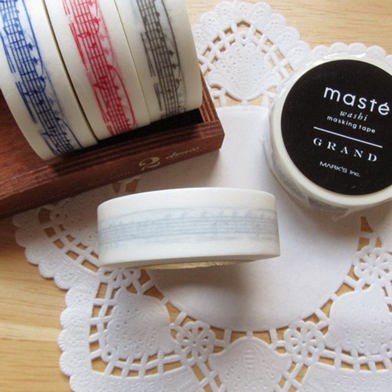 maste Masking Tape 和纸胶带【乐谱-浅灰 (MSG-MKT19-LGY)】 - 纸胶带 - 纸 灰色