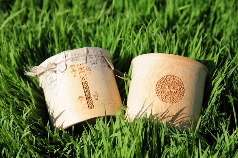 足米量  竹米杯  轻松煮1人份的米饭  一碗饭的量 - 厨房用具 - 竹 金色