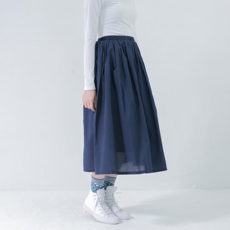 Flimsy 轻薄松紧带蓬裙_5SF403_蓝 - 裙子 - 棉．麻 蓝色