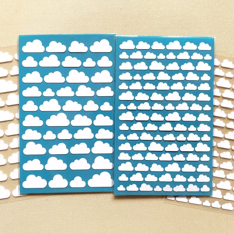 云朵贴纸 2张组 - 贴纸 - 防水材质 白色