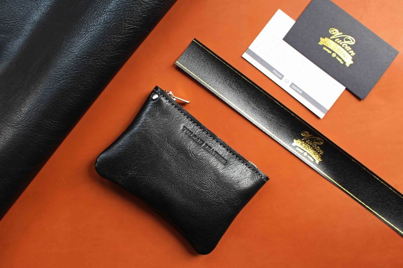 【Zipper Coin case 零钱包】袋鼠皮 / 山羊皮 轻巧拉链零钱包 - 零钱包 - 真皮 黑色