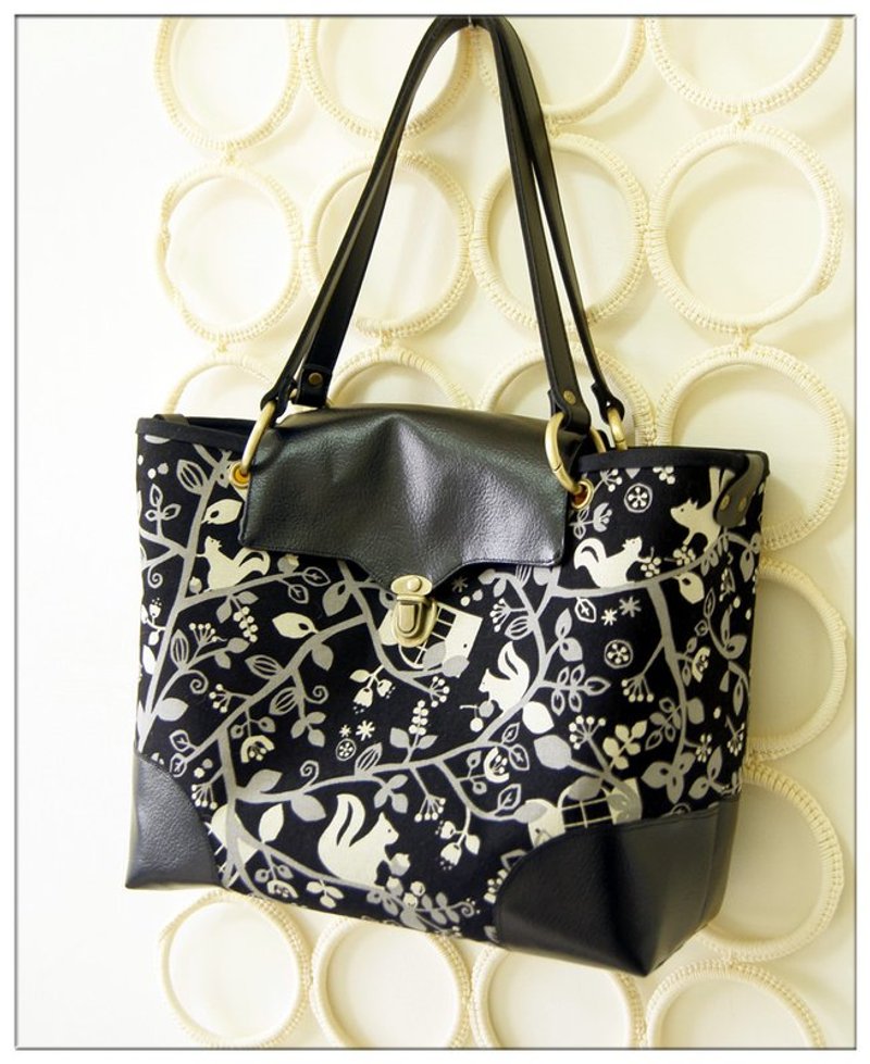 黑色松鼠森林三层包 - 手提包/手提袋 - 其他材质 黑色