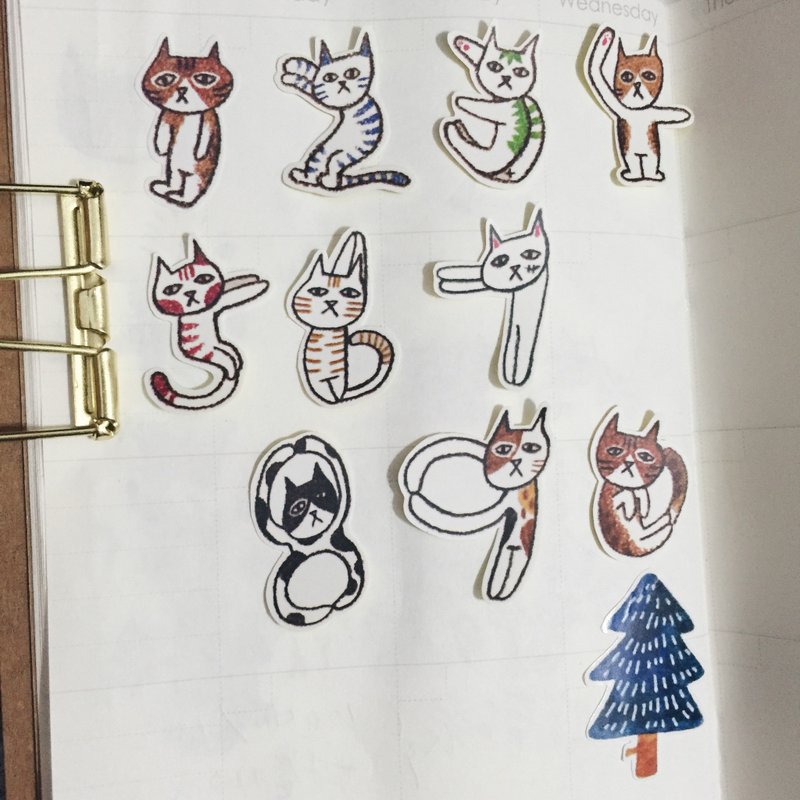 臭脸猫咪数字月份手帐贴纸 chelemin&peanut - 贴纸 - 纸 多色