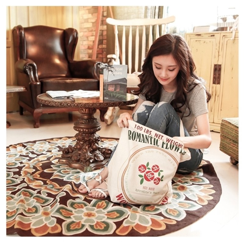 Nature系列_美式乡村单肩背袋棉麻布包(Rose) - 侧背包/斜挎包 - 其他材质 白色