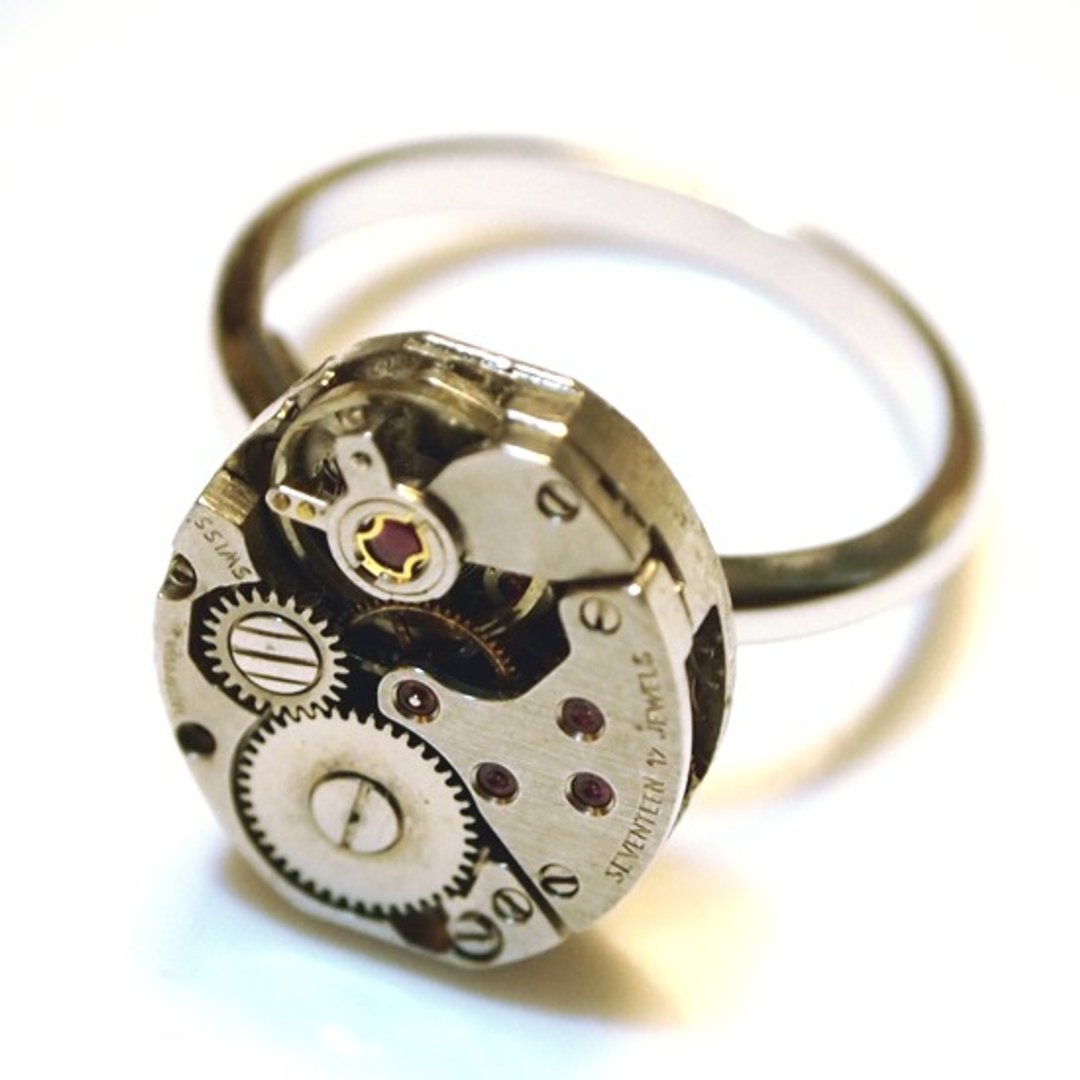 Steampunk 蒸汽庞克风格 机芯17 JEWELS 戒指 - 戒指 - 其他金属 灰色