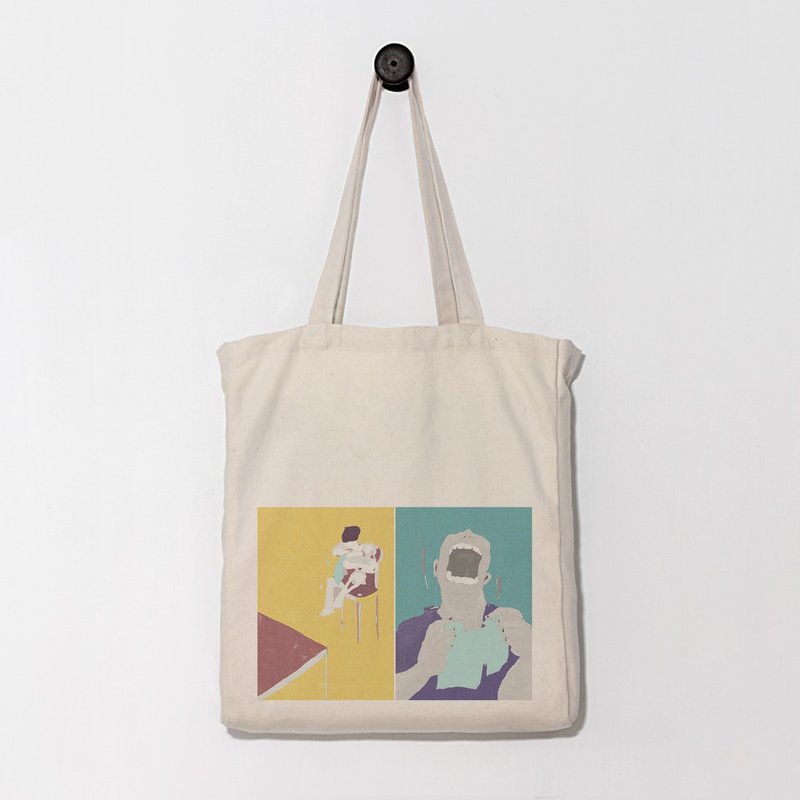 [1day1bagxSmoky no.10]_帆布袋/包包/生日礼物/Smoky联名款 - 侧背包/斜挎包 - 棉．麻 白色