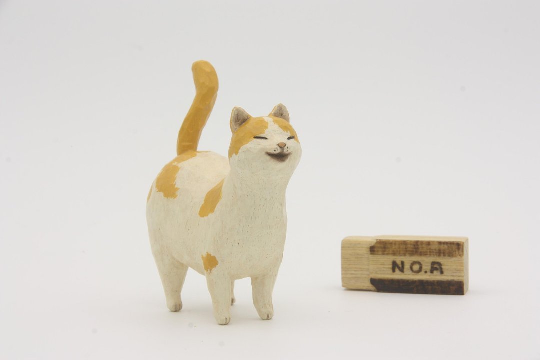 疗愈系木雕小动物_翘臀猫_黄花 Cat (原木手工雕刻) - 摆饰 - 木头 黄色