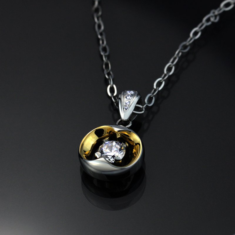 金点设计奖【苹果心 Apple Heart】 316L白钢镀金项链  圆满 - 项链 - 其他金属 灰色