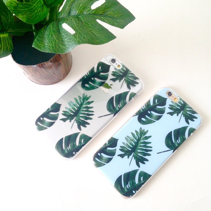 香港原创设计 夏日的绿叶(左图) iPhone X,  iPhone 8,  iPhone 8 Plus,  iPhone 7, iPhone 7 Plus, iphone 6/6S , iphone 6/6S PLUS, Samsung Galaxy Note 7 透明手机壳 - 其他 - 塑料 