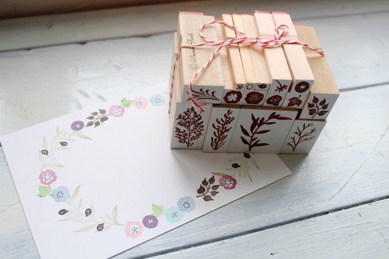 natural petit stamp set - 印章/印台 - 橡胶 咖啡色