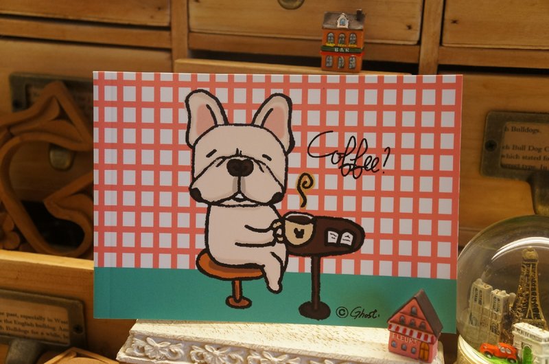 A6笔记本-法斗喝咖啡 - 笔记本/手帐 - 纸 粉红色