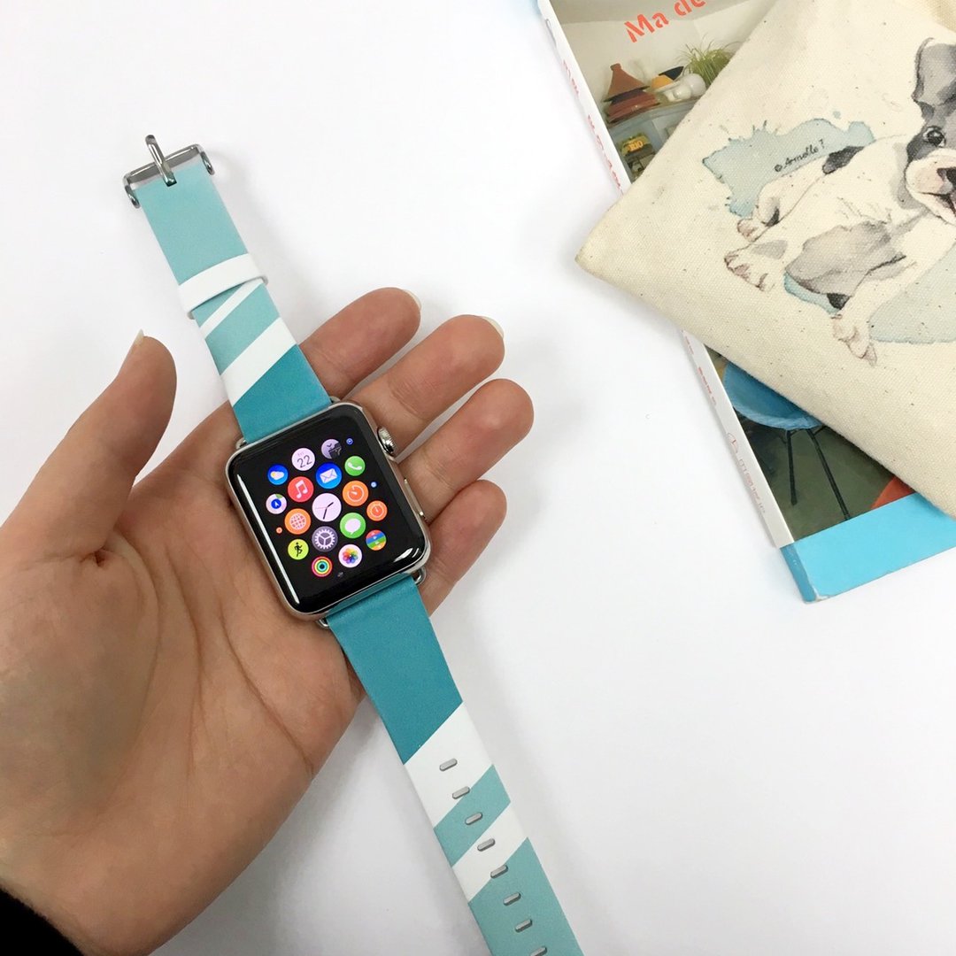 Apple / Samsung Watch  绿色几何图案表带适合任何型号 - 表带 - 其他材质 多色
