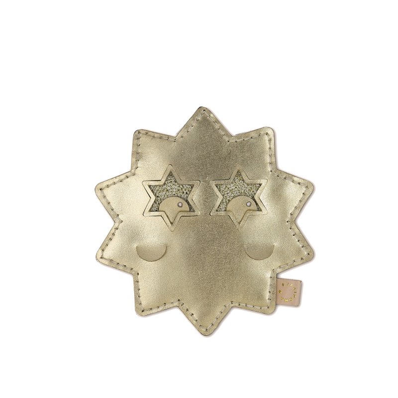 SUE BI DO WA - 全手皮革并合手织线星星散子包 - 零钱包 - 真皮 金色